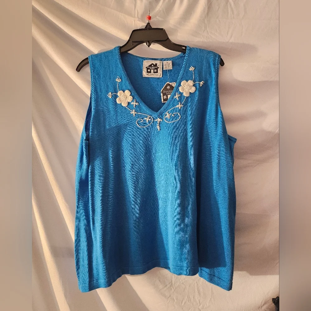 Storybook Knits Cardigan & Sleeveless Top Blue Xl Vintage Embroidery Long‎